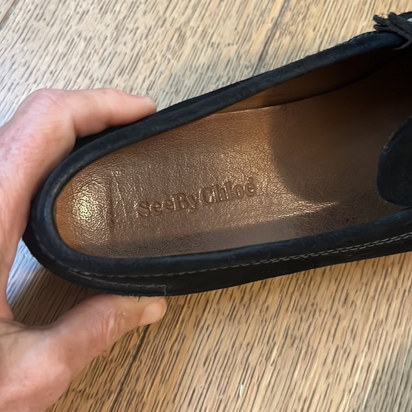 See by Chloe Black Suede Slip On Loafers Size 7.5 - Picture 8 of 11